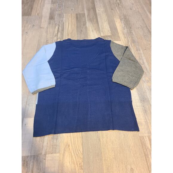 Salon studio medium womens blue and gray knit sweater with 3/4 sleeves - Picture 2 of 8